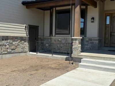 Grey-black ornamental steel railing — view 7.